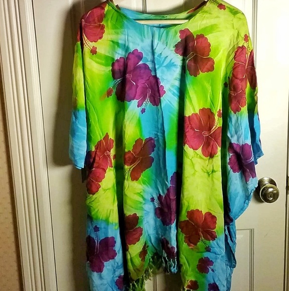 Bright Sari Poncho - Picture 1 of 2
